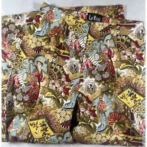 Vintage La Vore Yellow‎ Red Asian Pattern Size 6/8 Stretch Capri  495-100 Style